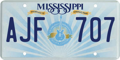 MS license plate AJF707