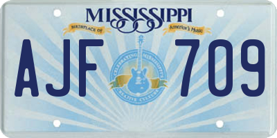 MS license plate AJF709