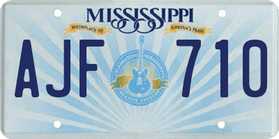MS license plate AJF710