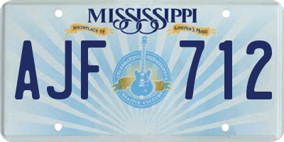 MS license plate AJF712
