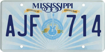 MS license plate AJF714