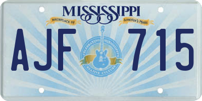 MS license plate AJF715