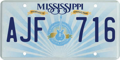 MS license plate AJF716