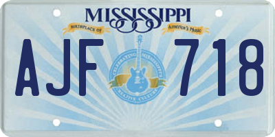MS license plate AJF718