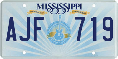 MS license plate AJF719