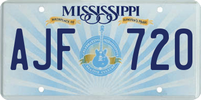 MS license plate AJF720