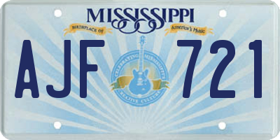 MS license plate AJF721