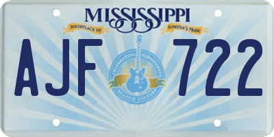 MS license plate AJF722