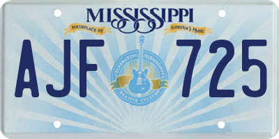 MS license plate AJF725
