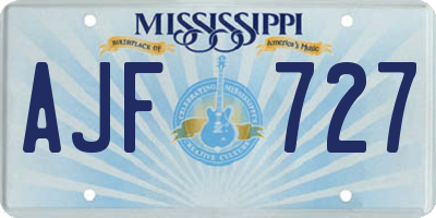 MS license plate AJF727