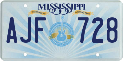 MS license plate AJF728