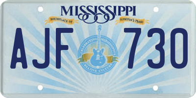MS license plate AJF730