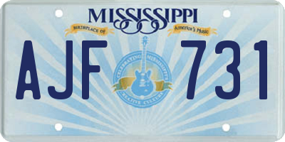 MS license plate AJF731