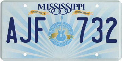 MS license plate AJF732