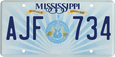 MS license plate AJF734