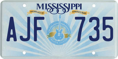 MS license plate AJF735
