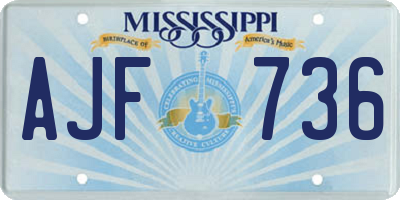 MS license plate AJF736