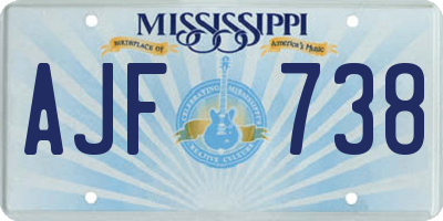 MS license plate AJF738