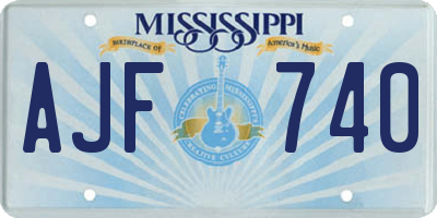 MS license plate AJF740