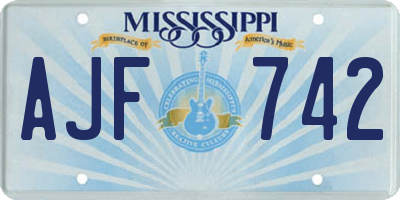 MS license plate AJF742