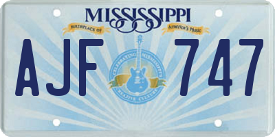MS license plate AJF747