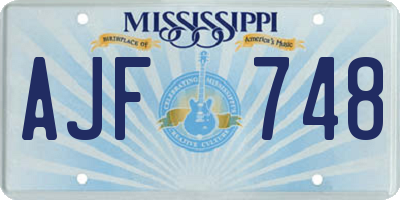 MS license plate AJF748