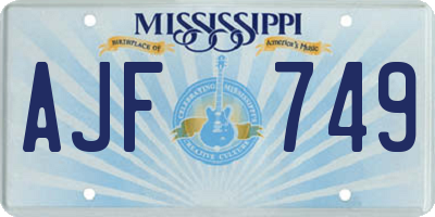 MS license plate AJF749