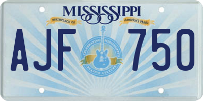 MS license plate AJF750