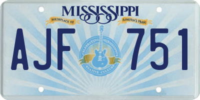MS license plate AJF751