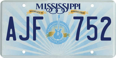 MS license plate AJF752