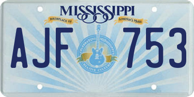 MS license plate AJF753