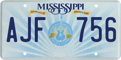 MS license plate AJF756