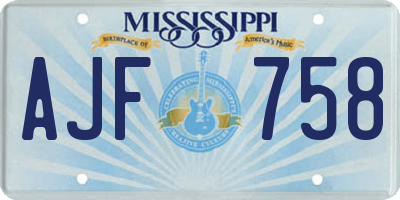 MS license plate AJF758