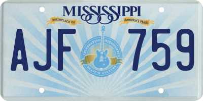 MS license plate AJF759