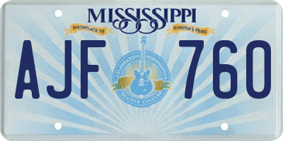 MS license plate AJF760