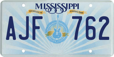 MS license plate AJF762