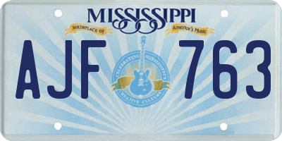 MS license plate AJF763