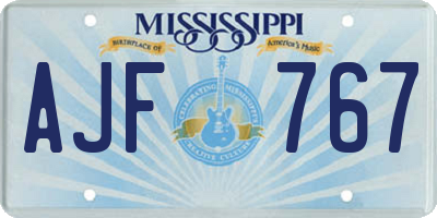 MS license plate AJF767