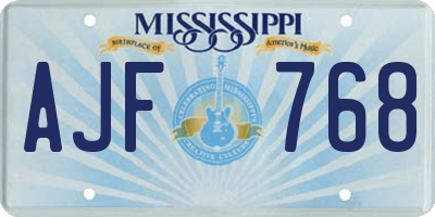 MS license plate AJF768