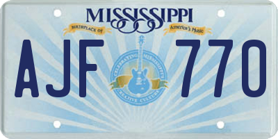 MS license plate AJF770