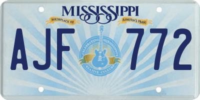 MS license plate AJF772