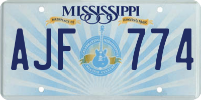 MS license plate AJF774