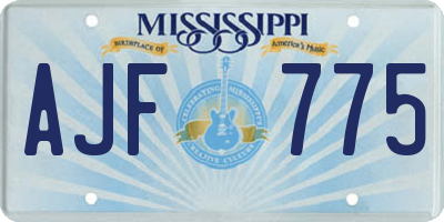 MS license plate AJF775