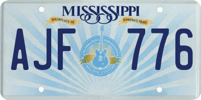 MS license plate AJF776