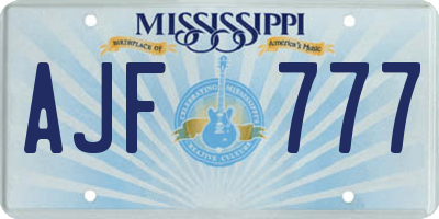 MS license plate AJF777