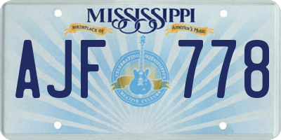 MS license plate AJF778