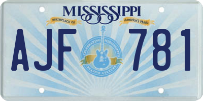 MS license plate AJF781