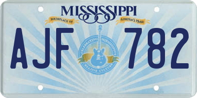 MS license plate AJF782