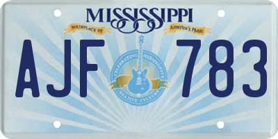 MS license plate AJF783