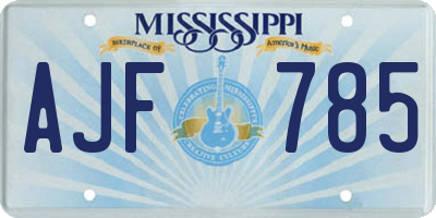 MS license plate AJF785